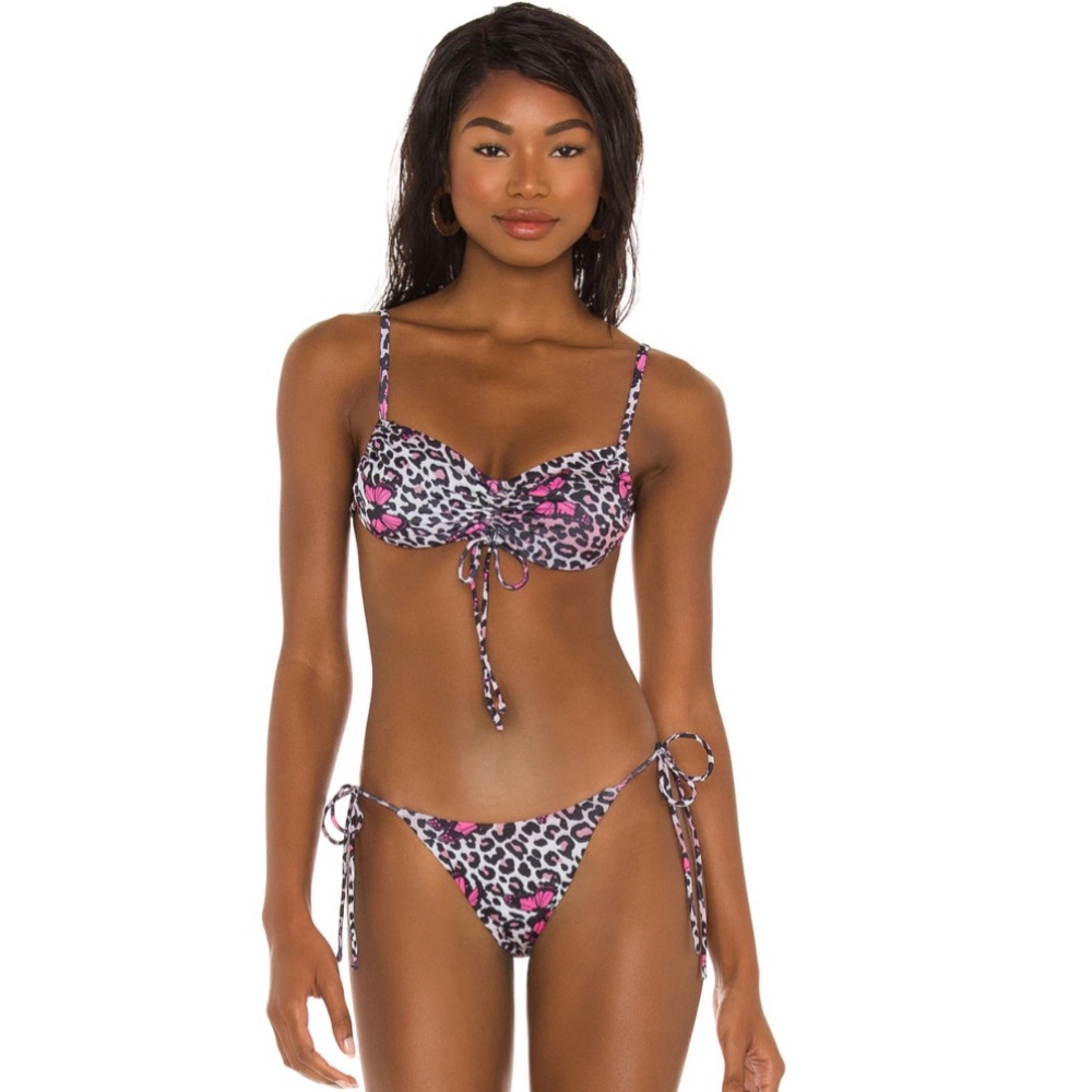 NWT REVOLVE Superdown Serenity Tie Bikini Set BUTTERFLY Leopard